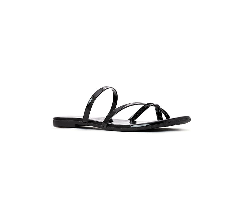 KHADIM Black Flat Slip On Sandal for Women (5092516)