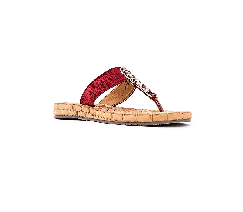 KHADIM Cleo Maroon Red Flat Slip On Sandal for Women (5320305)