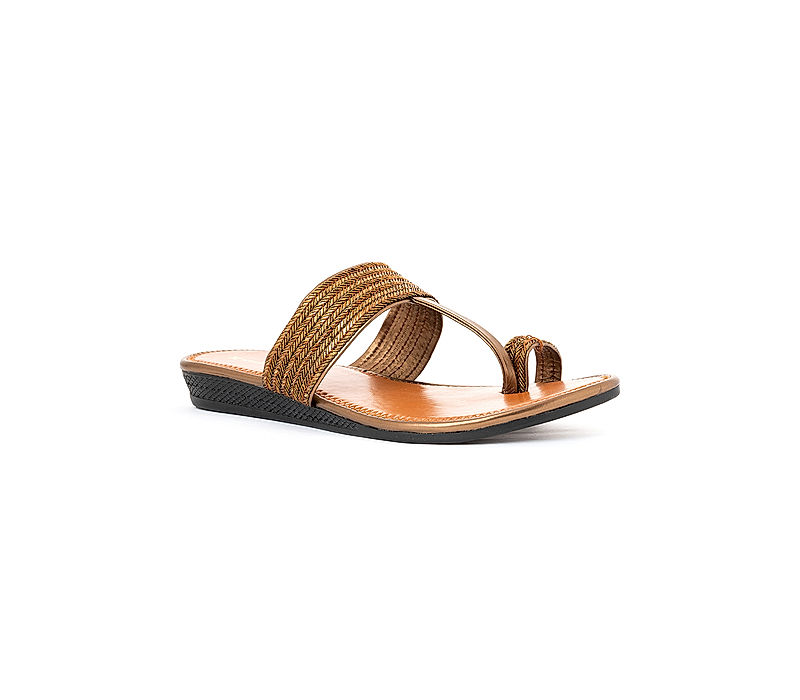 KHADIM Copper Brown Flat Kolhapuri Slip On Sandal for Women (1061414)