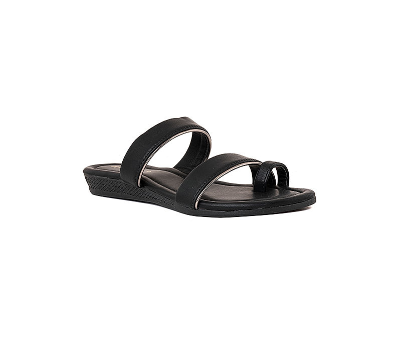 KHADIM Black Flat Slip On Sandal for Women (1061436)