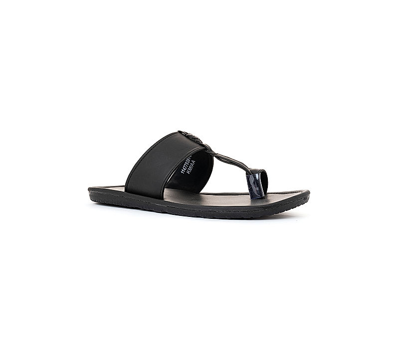 KHADIM Black Kolhapuri Slip On Ethnic Sandal for Men (1147796)