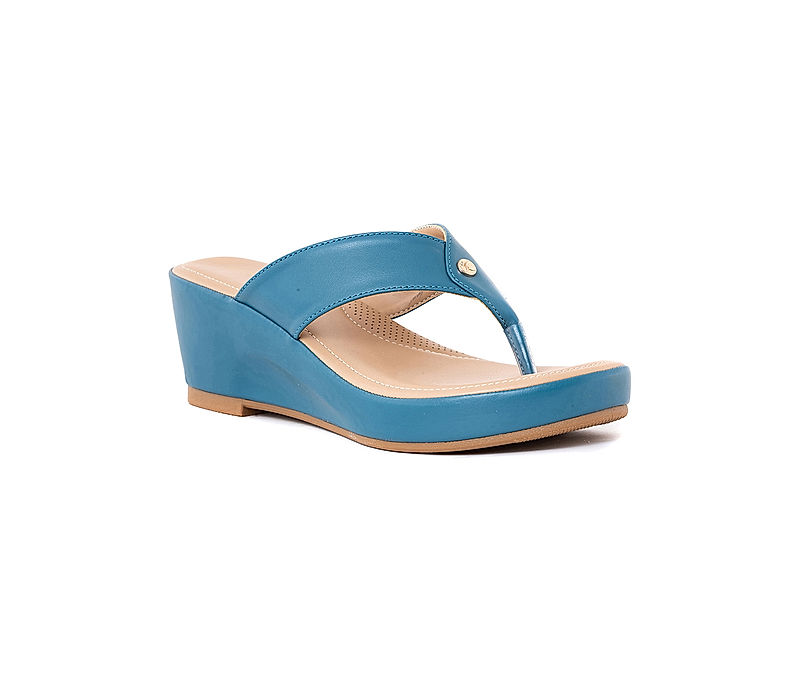 KHADIM Sharon Blue Wedge Heel Slip On Sandal for Women (2661449)