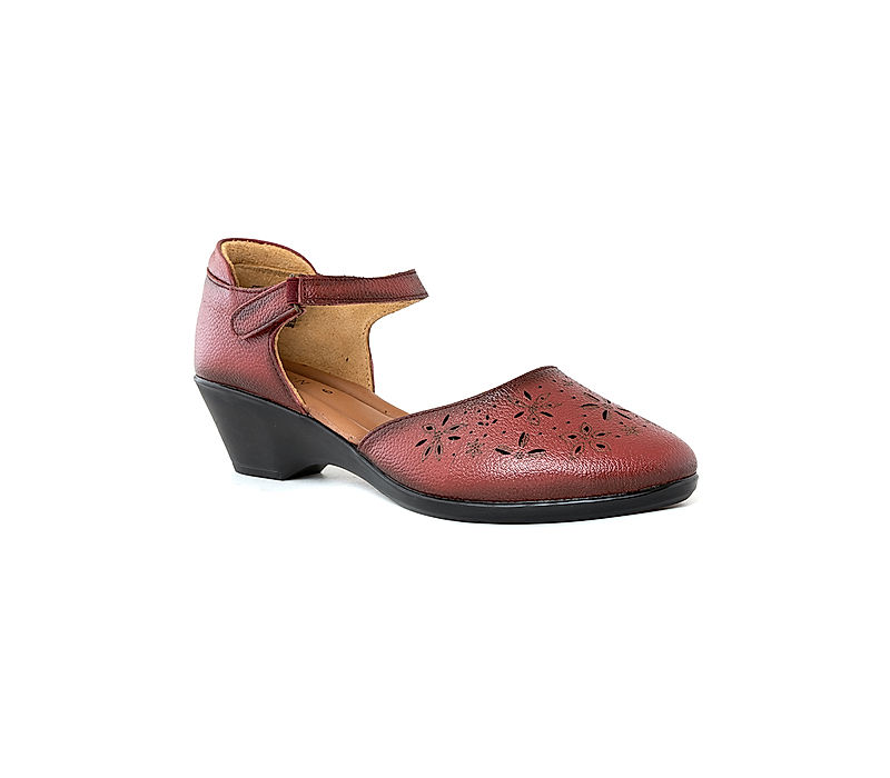 KHADIM Sharon Maroon Leather Wedge Heel Sandal for Women (2661515)