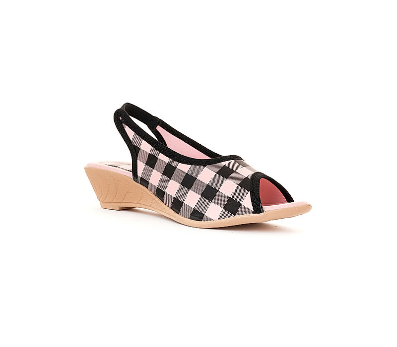 KHADIM Adrianna Pink Wedge Heel Peep-toe Slingback Sandal for Girls - 4.5-12 yrs (3603435)