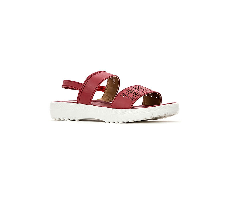 KHADIM Adrianna Maroon Red Flat Platform Slingback Sandal for Girls - 4.5-12 yrs (3603465)