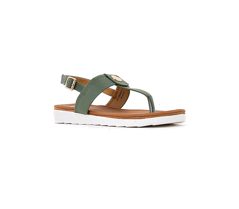 KHADIM Cleo Green Flat Sandal for Women (6410047)