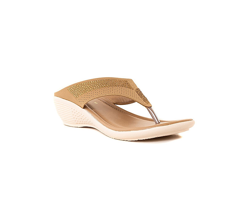 KHADIM Beige Wedge Heel Slip On Sandal for Women (6511288)