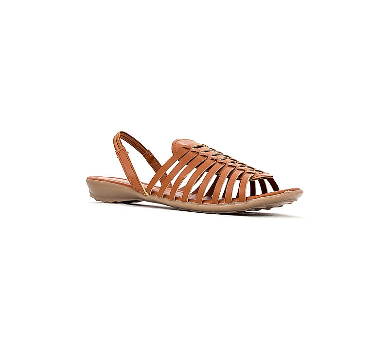 KHADIM Brown Flat Slingback Huarache Sandal for Women (6537513)