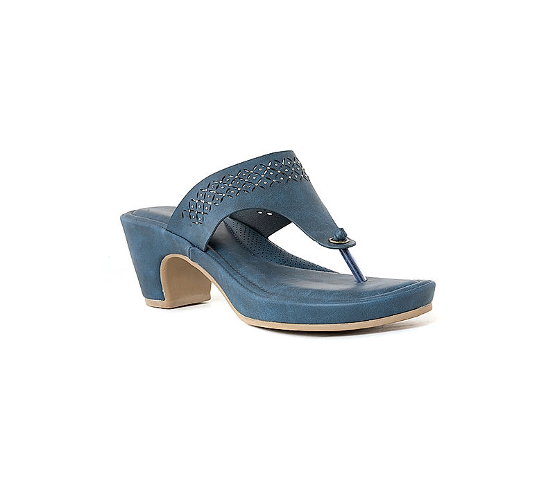 KHADIM Sharon Blue Block Heel Slip On Sandal for Women (7550119)