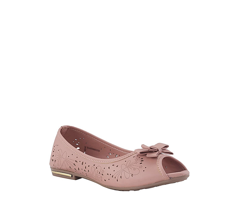 KHADIM Adrianna Pink Peep-Toe Ballerina Casual Shoe for Girls - 4.5-12 yrs (5340505)