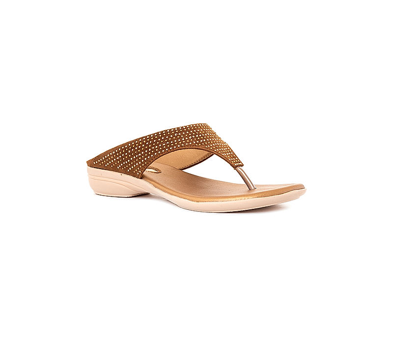 KHADIM Brown Flat Slip On Sandal for Women (6511033)