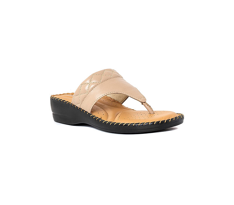 KHADIM Softouch Beige Wedge Heel Slip On Sandal for Women (6550318)