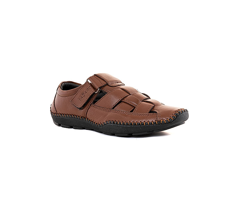 KHADIM Lazard Brown Leather Roman Sandal Shoe for Men (6940034)