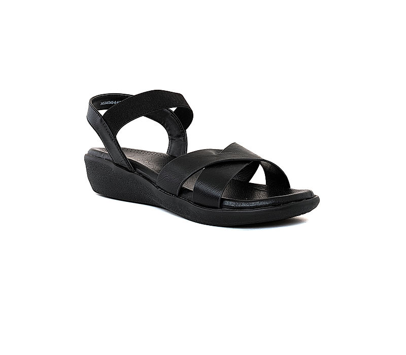 KHADIM Softouch Black Wedge Heel Slingback Sandal for Women (3453466)