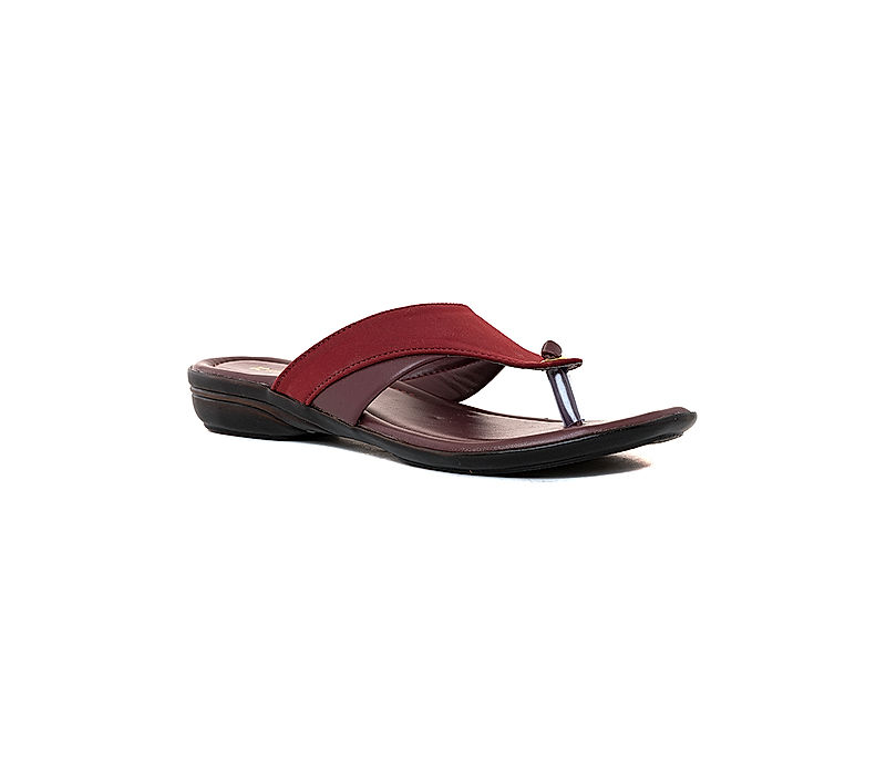 KHADIM Maroon Red Flat Slip On Sandal for Women (5092745)