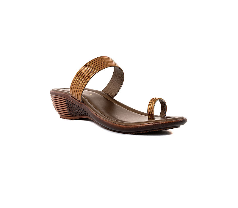 KHADIM Copper Brown Wedge Heel Slip On Sandal for Women (5300674)