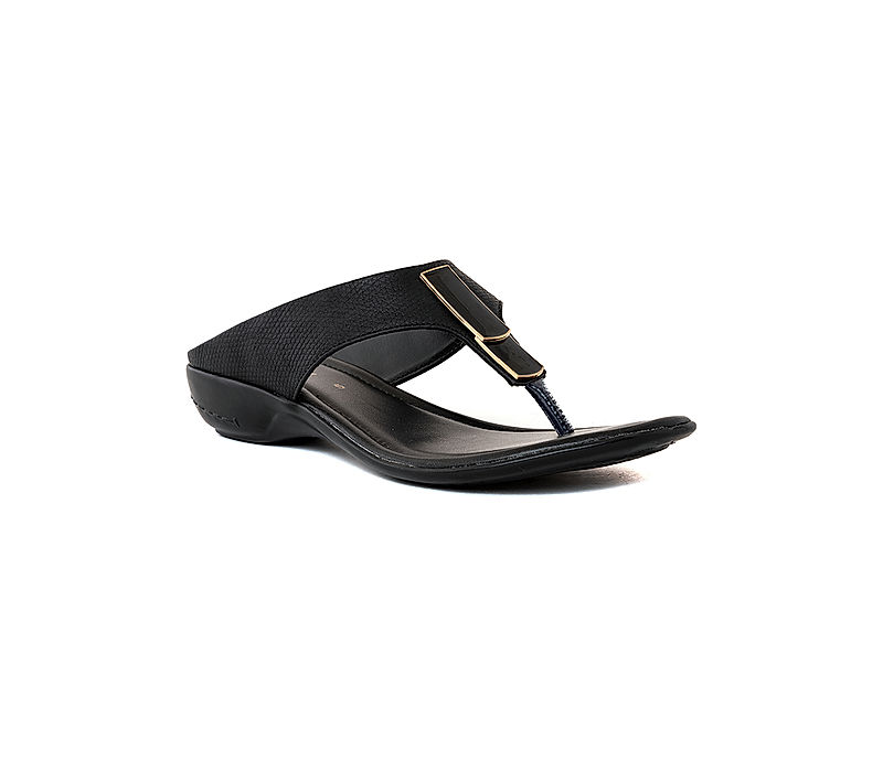 KHADIM Black Flat Slip On Sandal for Women (6511226)