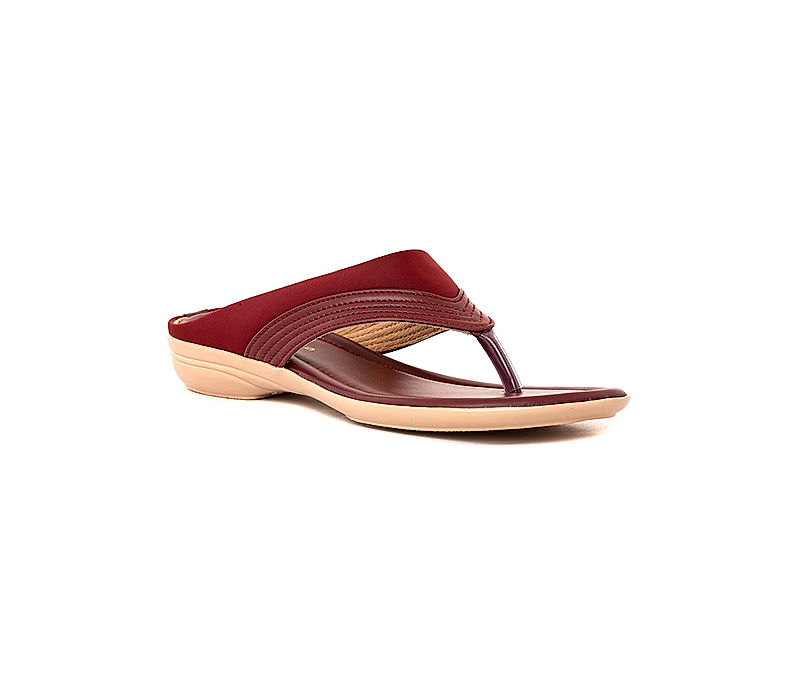 KHADIM Maroon Red Flat Slip On Sandal for Women (7281815)