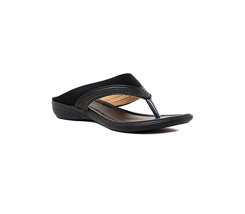 KHADIM Black Flat Slip On Sandal for Women (7281816)