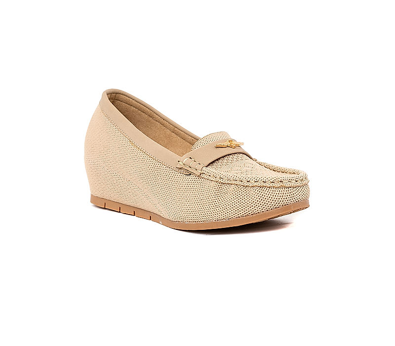 KHADIM Sharon Beige Wedge Heel Loafers Casual Shoe for Women (7360038)