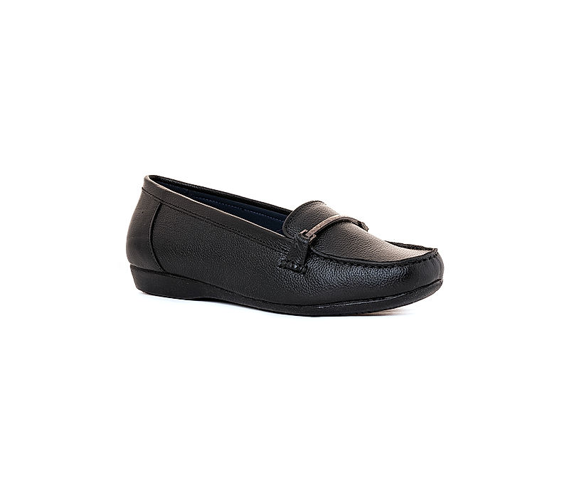 KHADIM Sharon Black Leather Horsebit Loafers Casual Shoe  for Women (4930166)