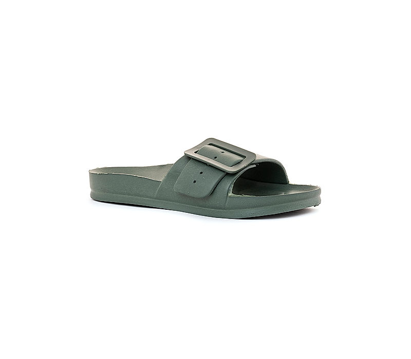 KHADIM Waves Olive Green Washable Mule Slide Slippers for Women (6760317)