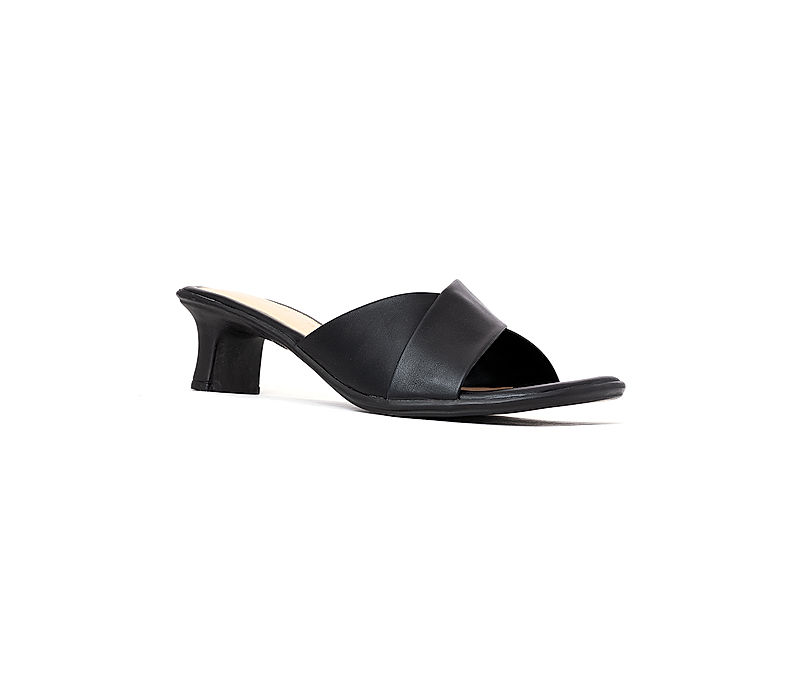 KHADIM Black French Heel Mule Slip On Sandal for Women (3453266)