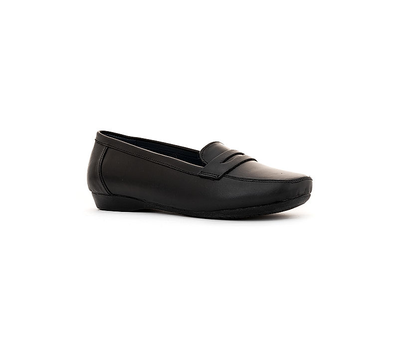 KHADIM Sharon Black Leather Loafers Casual Shoe for Women (4930146)