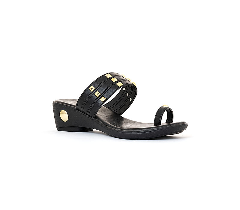 KHADIM Cleo Black Block Heel Slip On Sandal for Women (5300506)