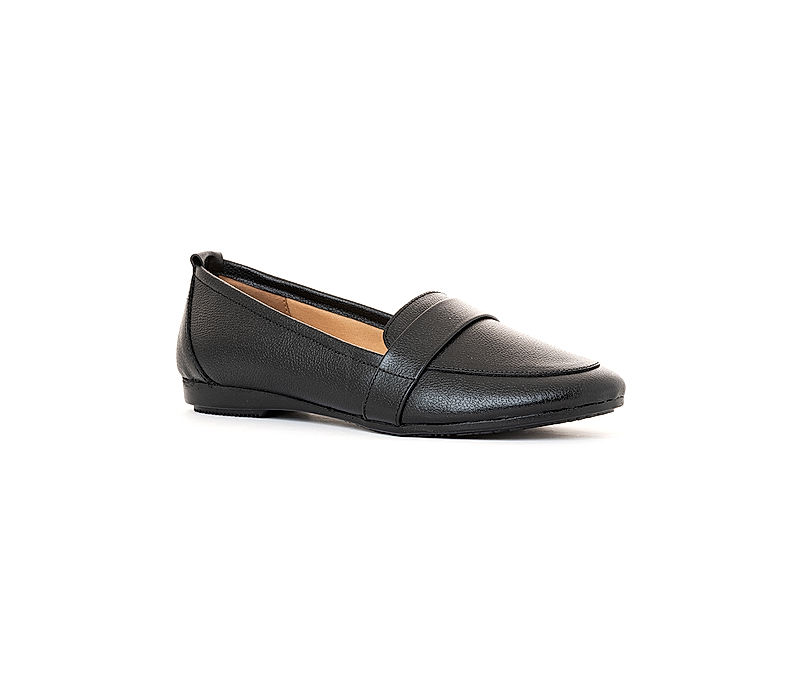 KHADIM Sharon Black Leather Loafers Casual Shoe for Women (2661356)