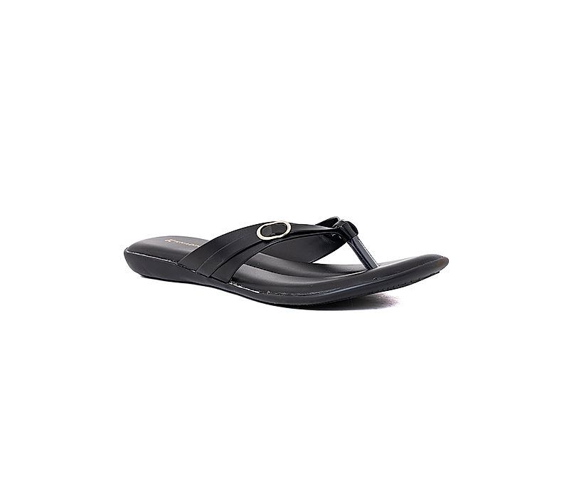 KHADIM Black Flat Thong Slipper Sandal for Women (5300086)