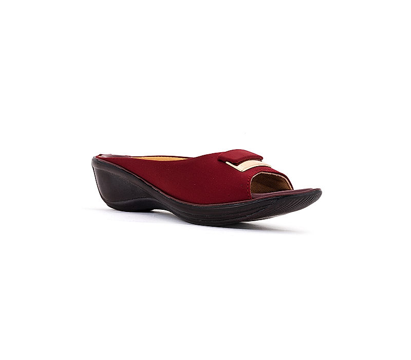 KHADIM Maroon Red Wedge Heel Mule Slip On Sandal for Women (5300275)