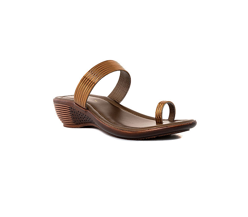 KHADIM Copper Brown Wedge Heel Slip On Sandal for Women (5300674)