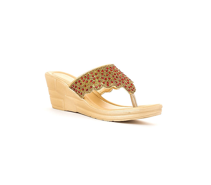 KHADIM Red Wedge Heel Slip On Ethnic Sandal for Women (5320495)