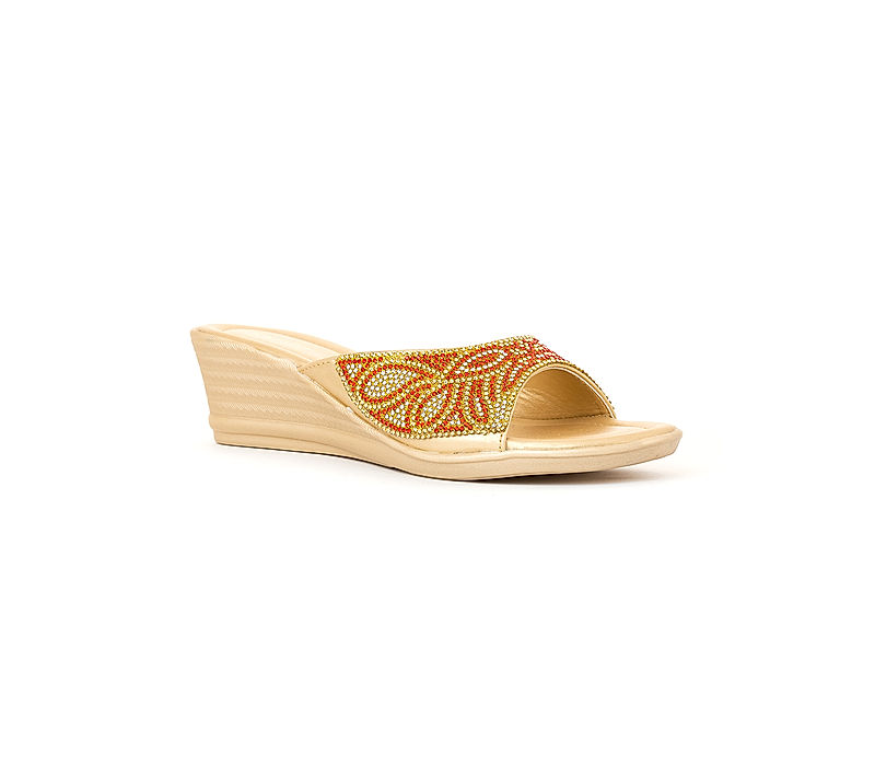 KHADIM Red Wedge Heel Mule Ethnic Sandal for Women (6510835)