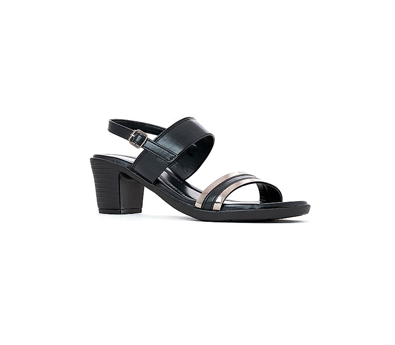 KHADIM Cleo Black Block Heel Sandal for Women (6510886)