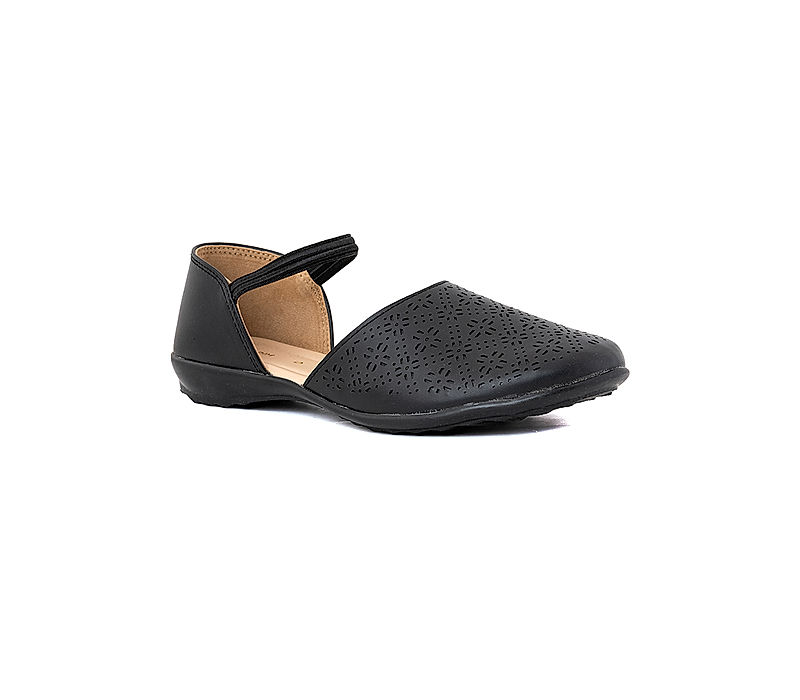 KHADIM Black Flat D'orsay Sandal for Women (6537856)