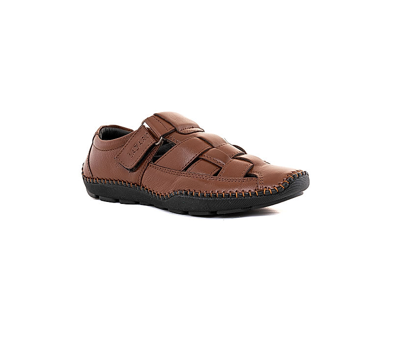 KHADIM Lazard Brown Leather Roman Sandal Shoe for Men (6940034)