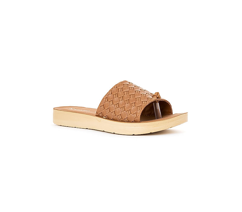 KHADIM Beige Brown Flat Slip On Sandal for Women (7770738)