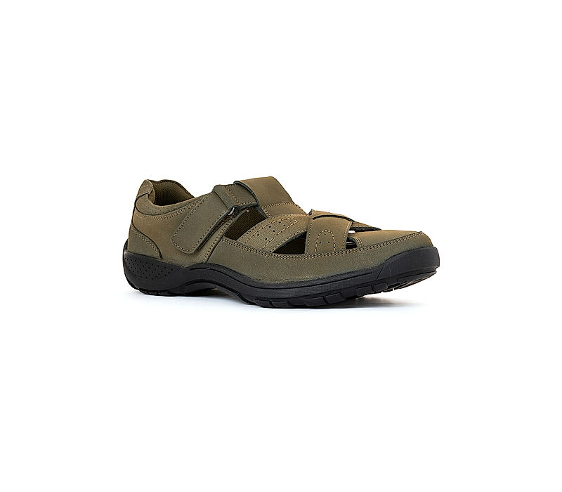 KHADIM British Walkers Olive Green Leather Roman Sandal Shoe for Men (9480267)