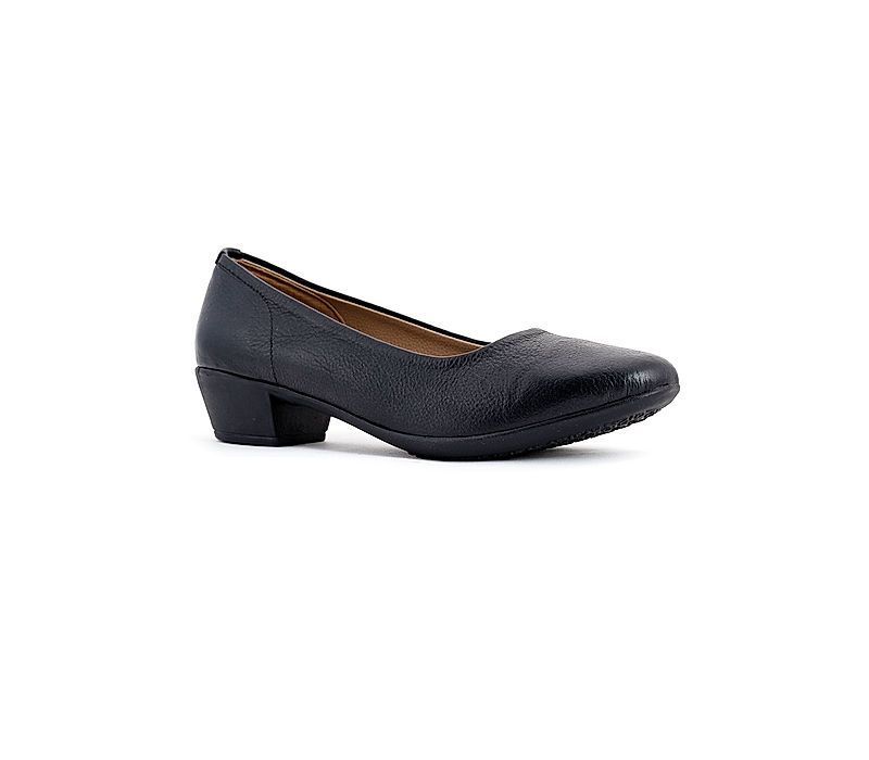 KHADIM Black Leather Formal Pump Shoe Heels for Women (5131066)