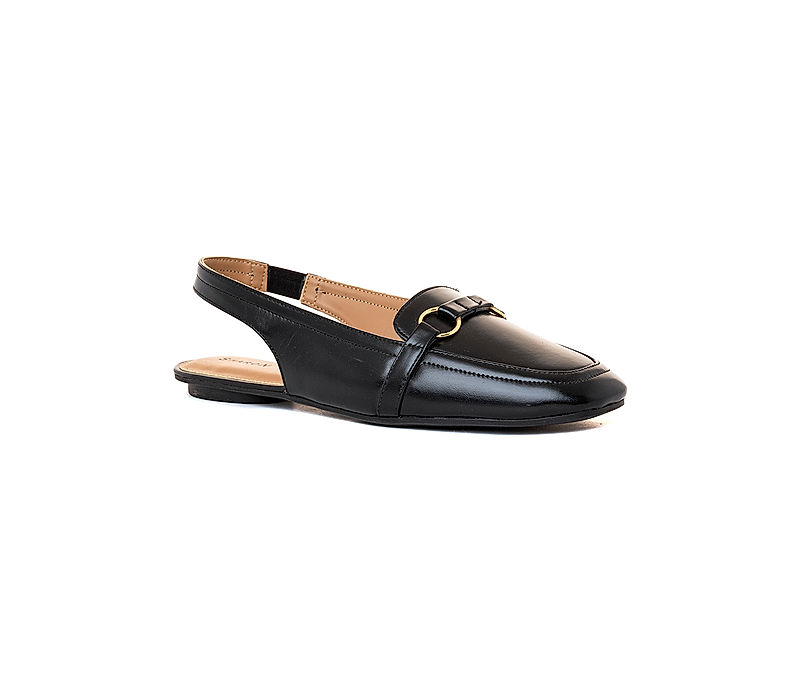 KHADIM Sharon Black Flat Slingback Loafer Sandal for Women (2753126)