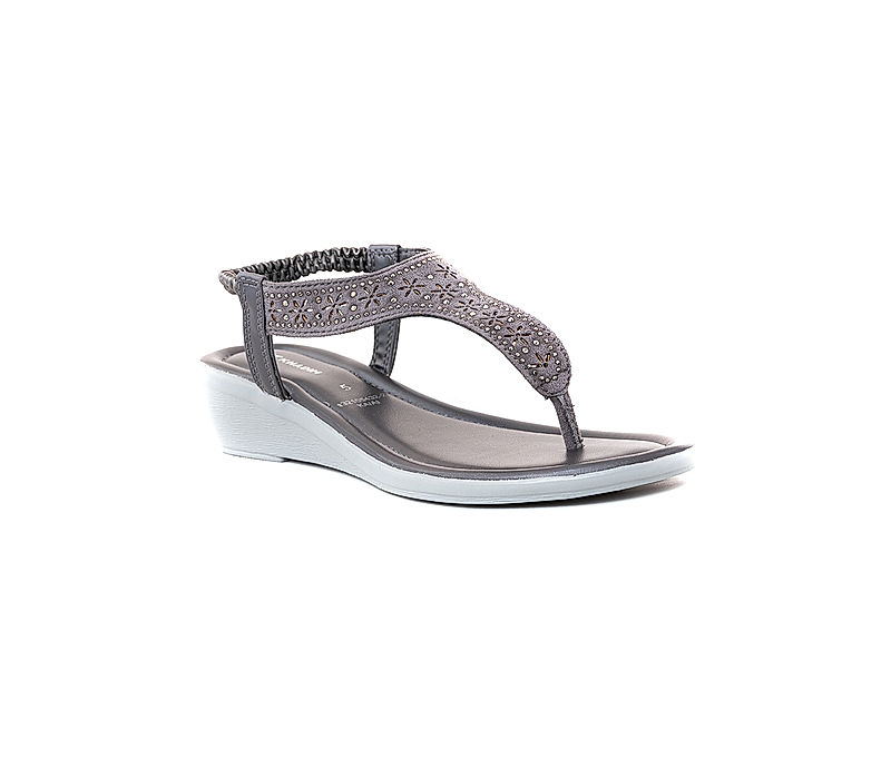 KHADIM Grey Wedge Heel Slingback Sandal for Women (4321052)