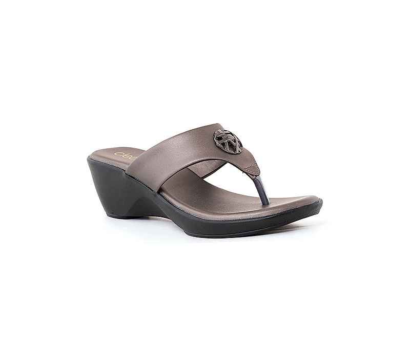 KHADIM Cleo Grey Wedge Heel Slip On Sandal for Women (5092792)