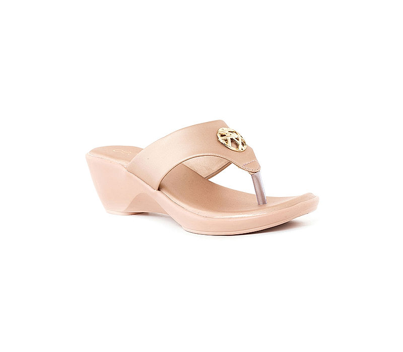 KHADIM Cleo Rose Gold Wedge Heel Slip On Sandal for Women (5092795)