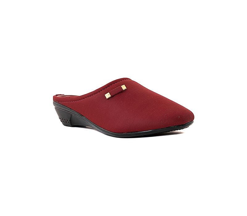 KHADIM Maroon Red Wedge Heel Mule Slip On Sandal for Women (5340625)