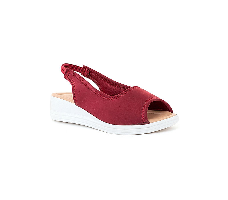 KHADIM Adrianna Maroon Red Wedge Heel Slingback Peep-Toe Sandal for Girls - 4.5-12 yrs (6537895)