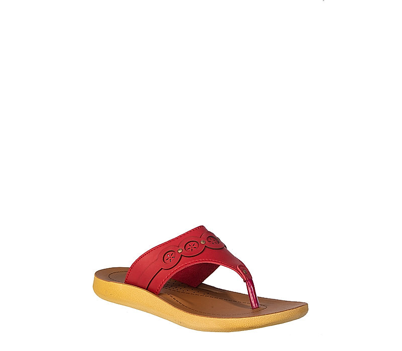KHADIM Red Flat Slippers for Women (5201225)