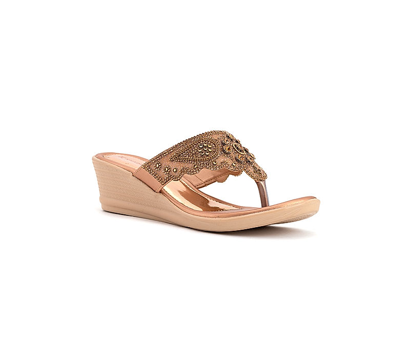 KHADIM Pink Wedge Heel Slip On Ethnic Sandal for Women (5680145)