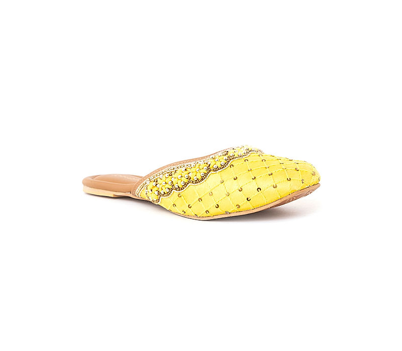 KHADIM Yellow Flat Mule Slip On Sandal for Women (5340658)